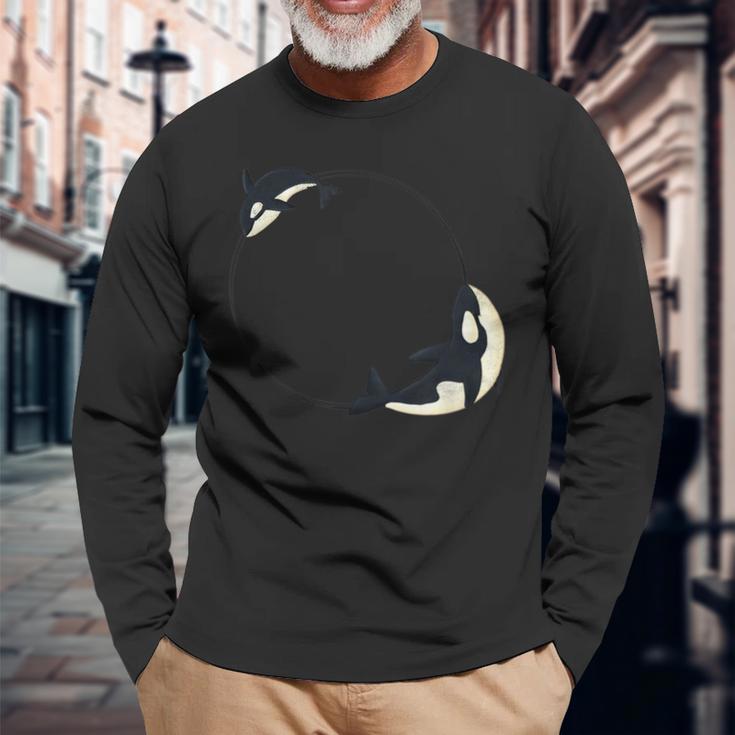 かわいい 海 動物 クジラ シャチ かっこいい メンズ レディース オーカ 長袖Tシャツ 高齢者への贈り物