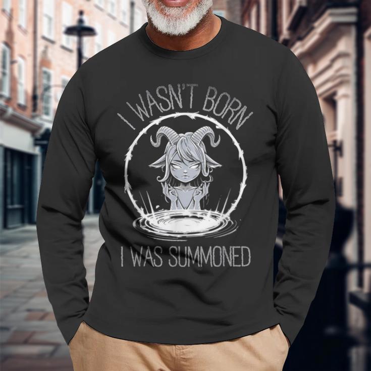 かわいいかわいい悪魔ゴス少女、私は生まれていませんでした 私は召喚されました 長袖Tシャツ 高齢者への贈り物