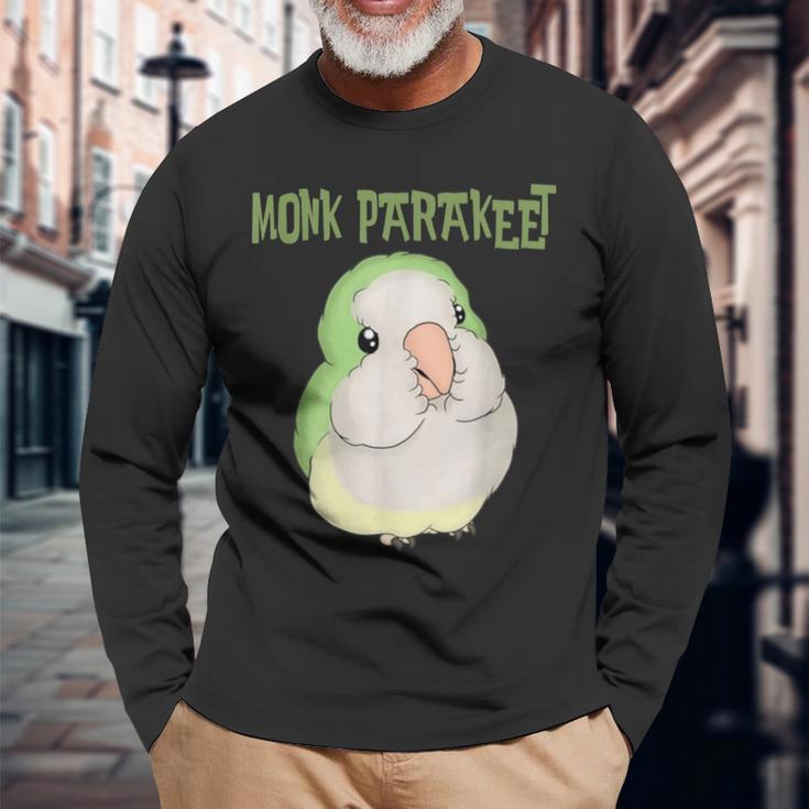かわいいオキナインコインコクエーカーオウム鳥の恋人 長袖Tシャツ 高齢者への贈り物