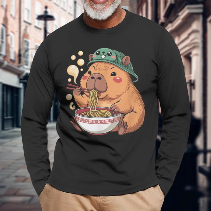 かわいいカピバラと亀 リュック ラーメン カワイイ 長袖Tシャツ 高齢者への贈り物