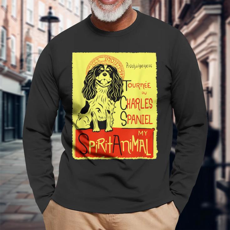 かわいいキャバリア王チャールズ・コッカー スパニエル ドッグアート ギフト 長袖Tシャツ 高齢者への贈り物