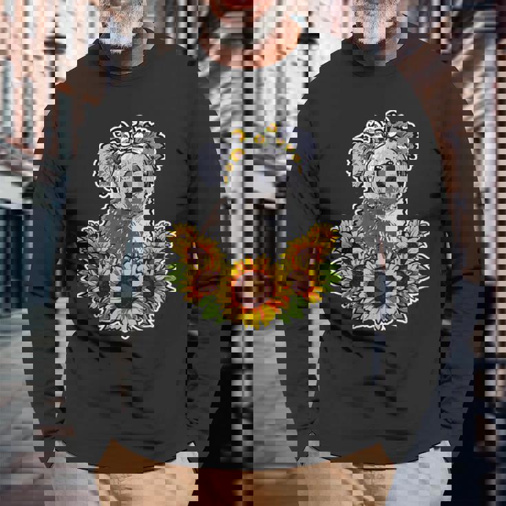 かわいいコアラベア ポイズンひまわりデココアラ 長袖Tシャツ 高齢者への贈り物