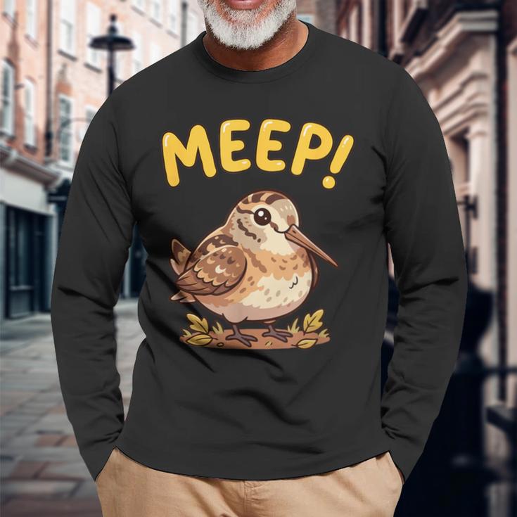 かわいいミープバードがミープバードミームアメリカンウッドコックミープと言っています。 長袖Tシャツ 高齢者への贈り物