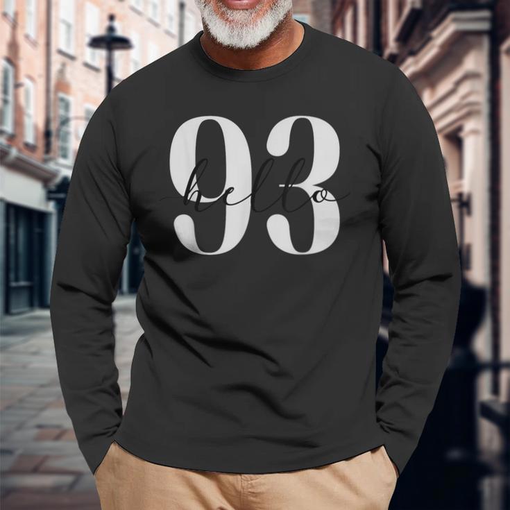 こんにちは93歳 誕生日 お祝い 応援 長袖Tシャツ 高齢者への贈り物