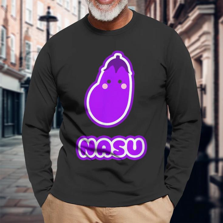 なす 茄子『Oyasai お野菜』ゆる かわいい キャラクター 面白い 長袖Tシャツ 高齢者への贈り物