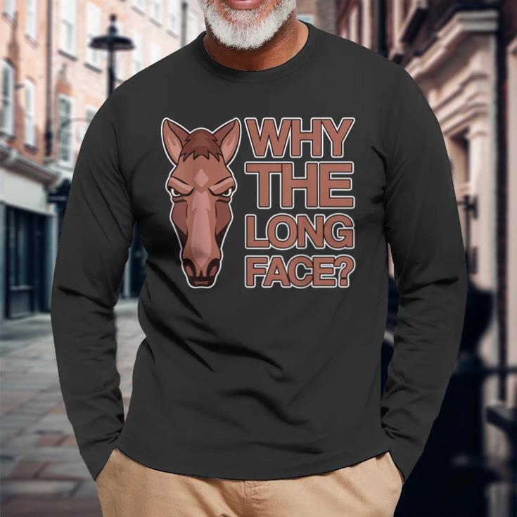 なぜ顔が長いのか Why The Long Face 長袖Tシャツ 高齢者への贈り物