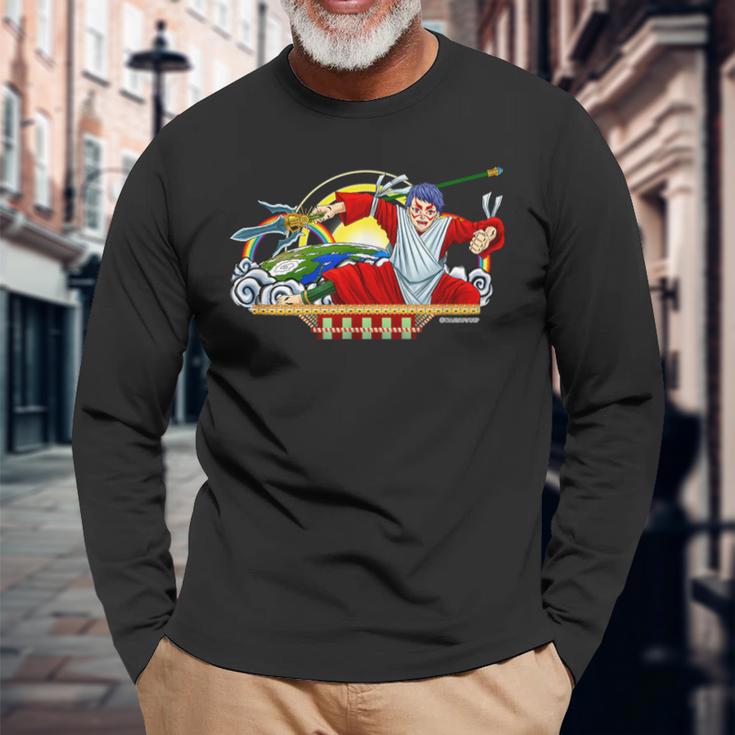 ねぶたデザイン シン 長袖Tシャツ 高齢者への贈り物