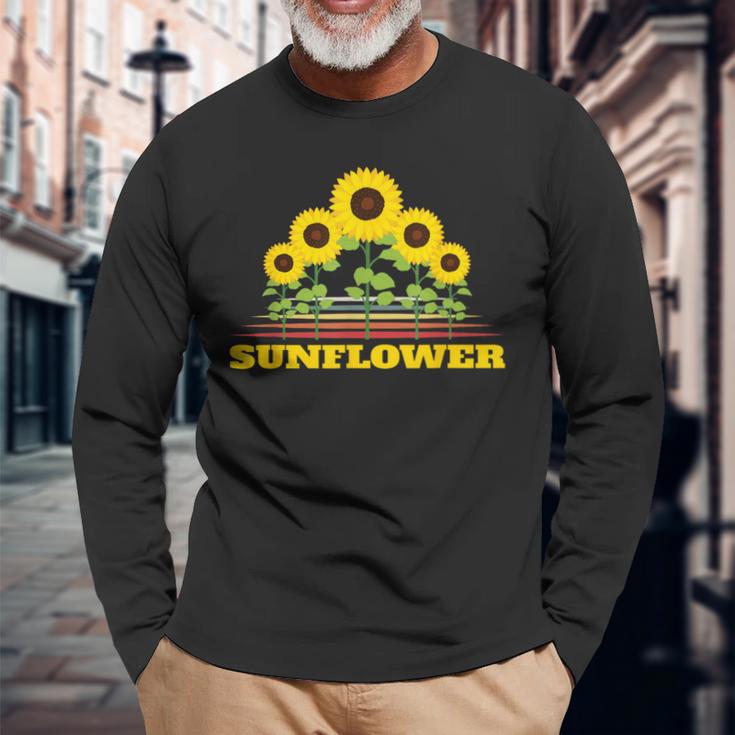 ひまわり ひまわり ひまわり 長袖Tシャツ 高齢者への贈り物
