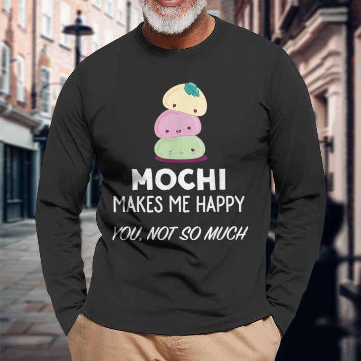 もちは私を幸せにする 長袖Tシャツ 高齢者への贈り物