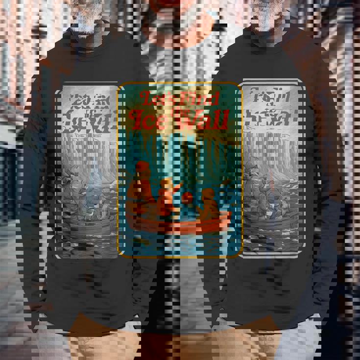 アイスウォールを見つけよう-ファニーフラットアース 長袖Tシャツ 高齢者への贈り物