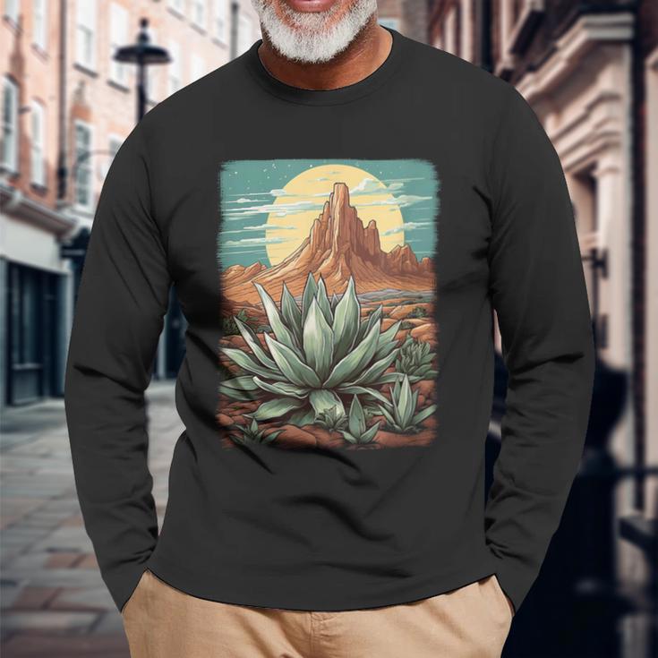 アガベ モンタナ山 アガベ 多肉植物 メキシカン 長袖Tシャツ 高齢者への贈り物