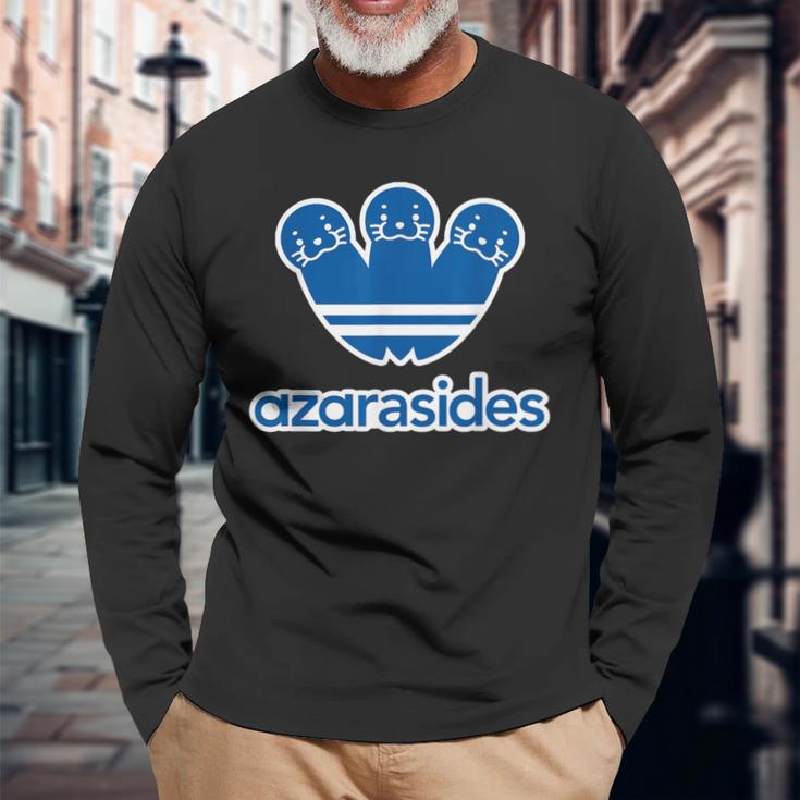 アザラシデス Azarasides《ブルー 青》ゴマちゃん ブランド パロディ 面白い かわいい 長袖Tシャツ 高齢者への贈り物
