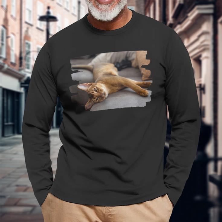 アビシニアン・フェリス・カタス 長袖Tシャツ 高齢者への贈り物