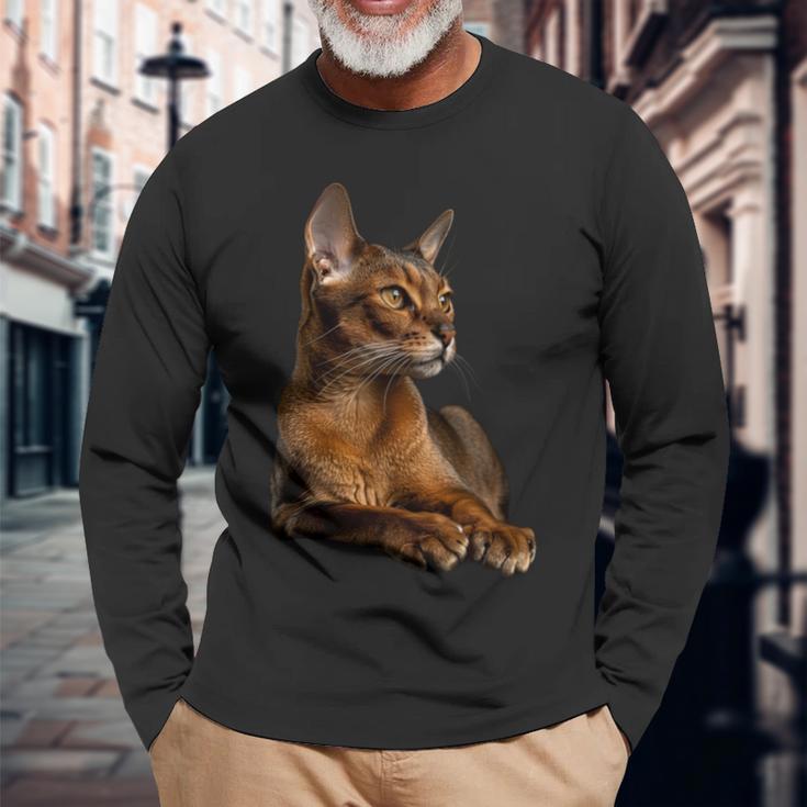アビシニアン猫 長袖tシャツ 長袖Tシャツ 高齢者への贈り物