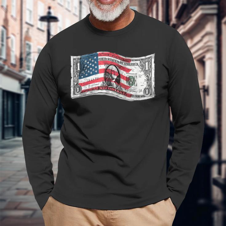 アメリカ 現金ドル札 コスチューム 長袖Tシャツ 高齢者への贈り物