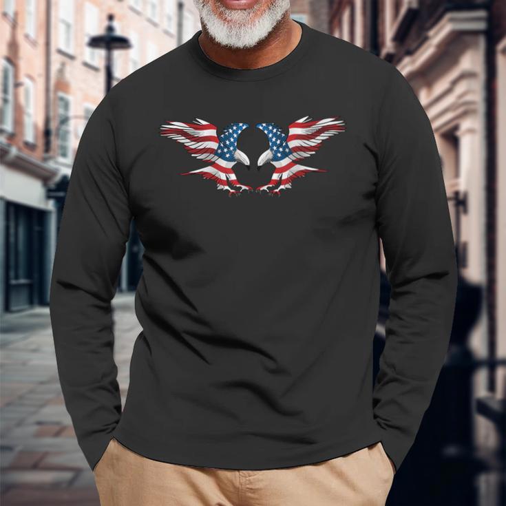 アメリカンイーグルから服 米国旗 メンズ 愛国的な 長袖Tシャツ 高齢者への贈り物