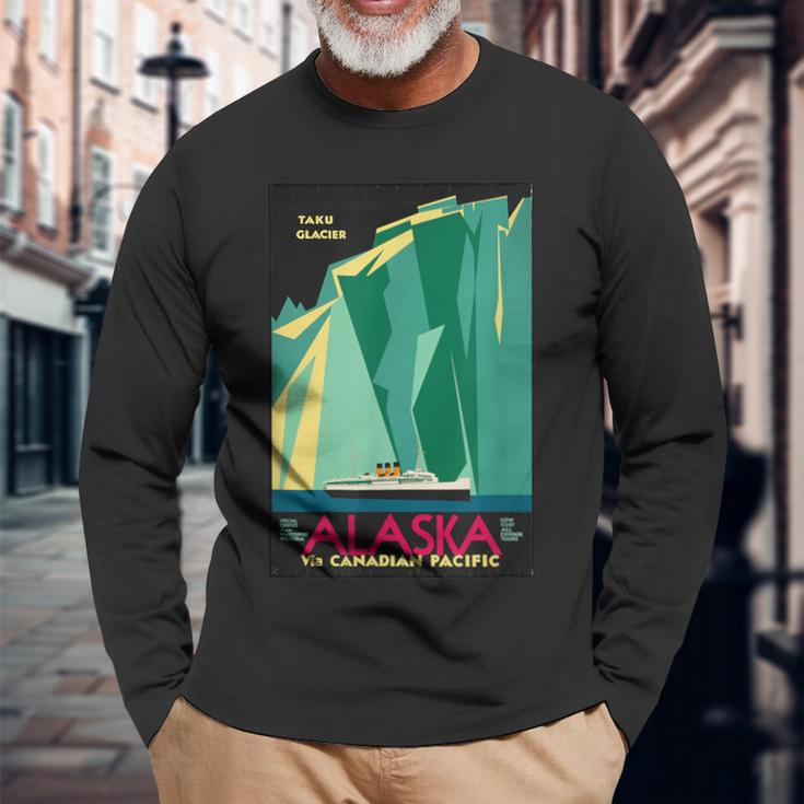 アラスカ 広告 ビンテージ レトロ ポスター 長袖Tシャツ 高齢者への贈り物