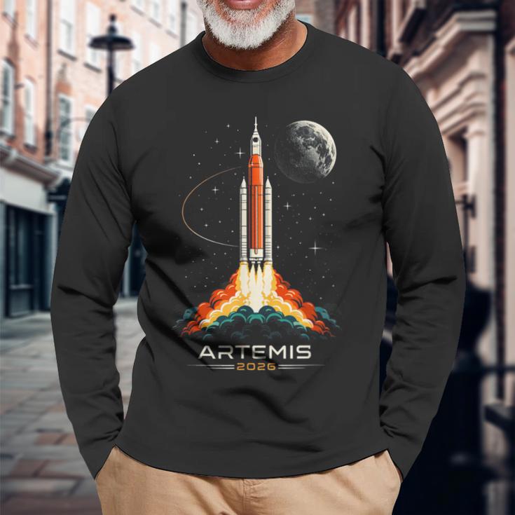 アルテミスii宇宙ロケット打ち上げミッショントゥザムーンアルテミス2 長袖Tシャツ 高齢者への贈り物