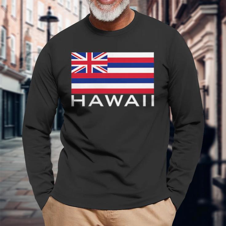 アロハのハワイ州旗 長袖Tシャツ 高齢者への贈り物