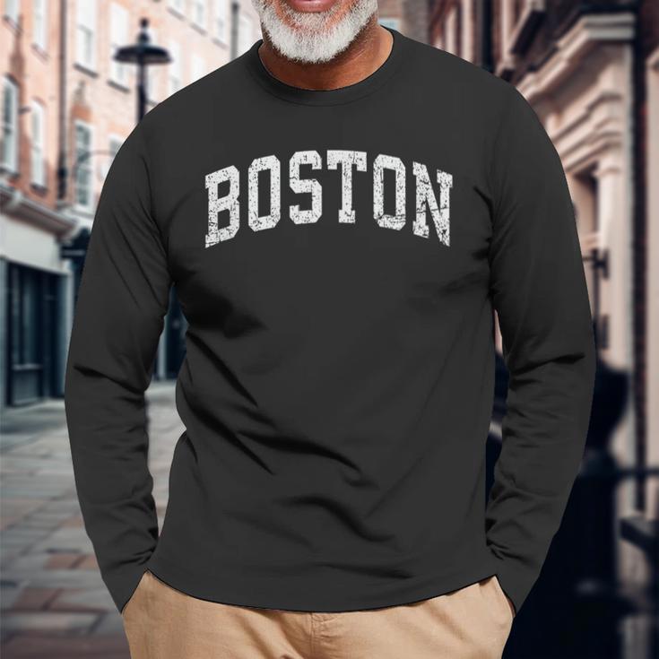 アンティーク調ボストンtシャツ、ベーシックヴィンテージカレッジスタイルtシャツ 長袖Tシャツ 高齢者への贈り物