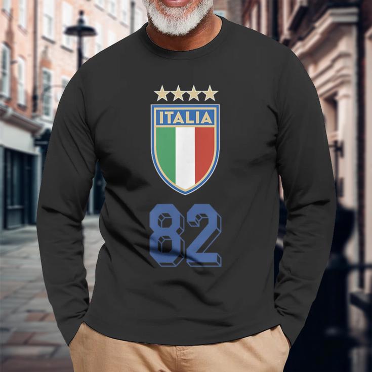 イタリア 1982 ワールドカップ サッカー ヴィンテージ クレスト グラフィック 長袖Tシャツ 高齢者への贈り物