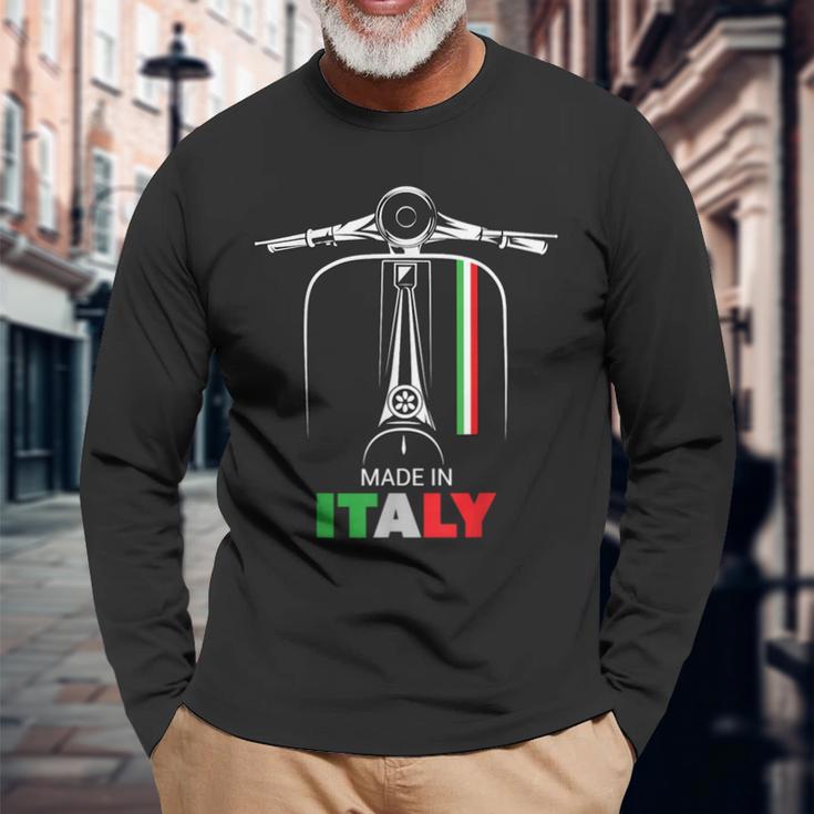 イタリアのバイカーライダーオートバイ愛イタリアスクーターバイクスクート 長袖Tシャツ 高齢者への贈り物