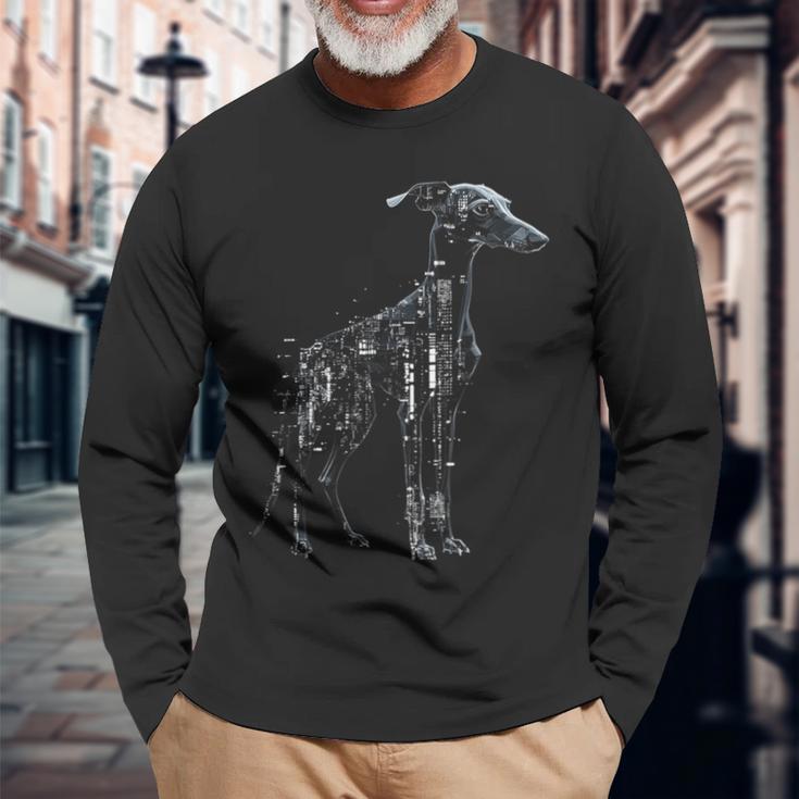 イタリアン グレイハウンド 犬 グラフィック ペット アートワーク イタリアン グレイハウンド 長袖Tシャツ 高齢者への贈り物
