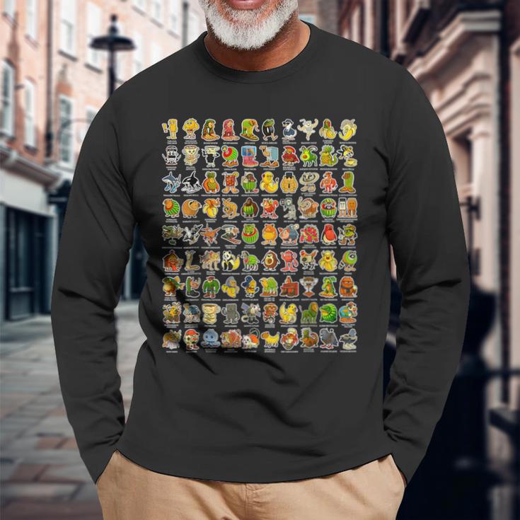 イタリア語-ブレインローz世代面白いミーム90ブレインロットキャラクター 長袖Tシャツ 高齢者への贈り物