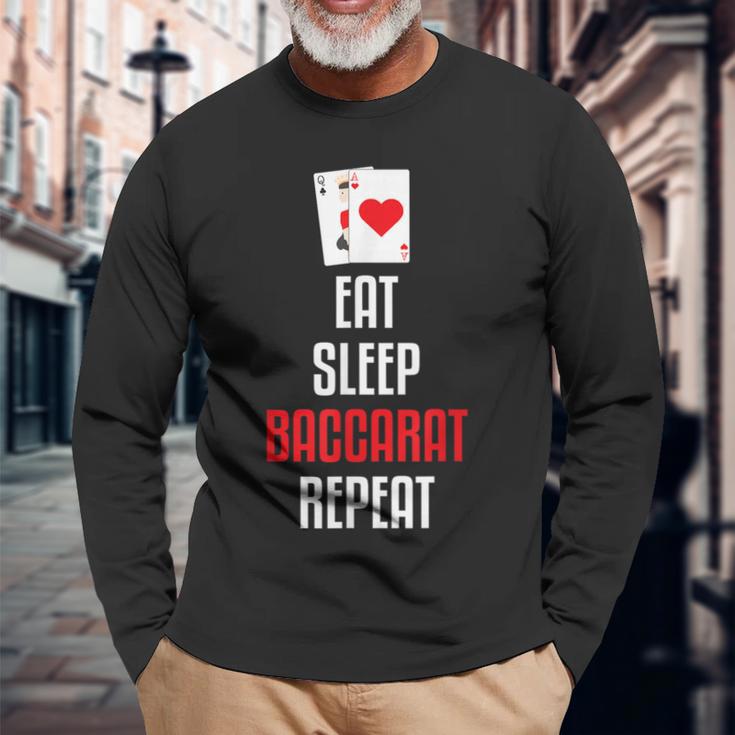 イート・スリープ・バカラ・リピート-バカラは私のゲームカードゲーム 長袖Tシャツ 高齢者への贈り物