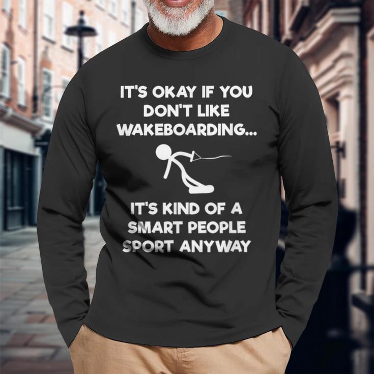 ウェイクボードtシャツ 面白いスマートピープル ウェイクボード 長袖Tシャツ 高齢者への贈り物