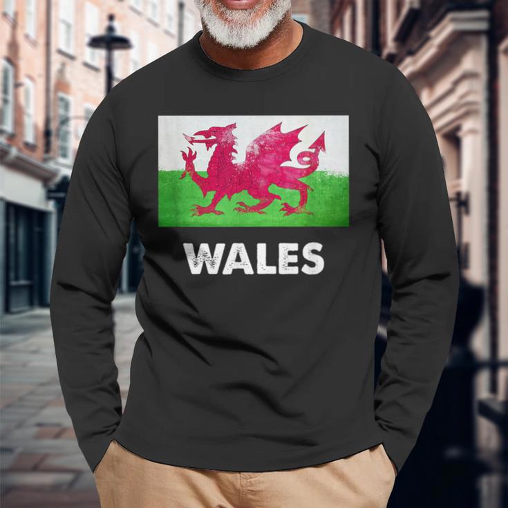 ウェールズ国旗tシャツ 長袖Tシャツ 高齢者への贈り物