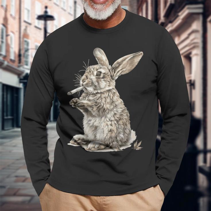 ウサギの大麻 長袖Tシャツ 高齢者への贈り物