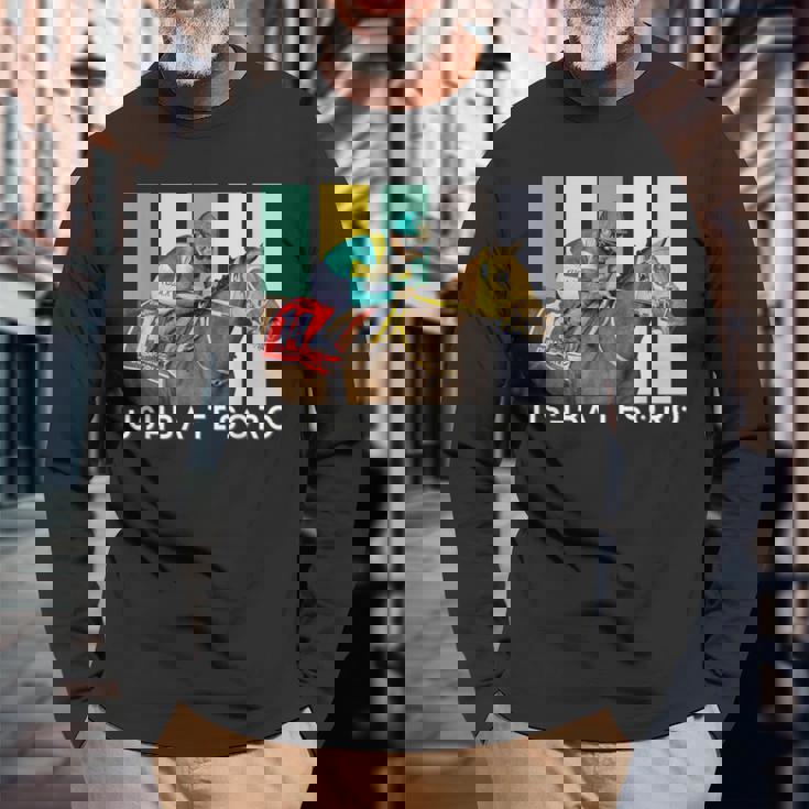 ウシュバテソロ 馬 競馬ファン デルマール サンタアニタ 長袖Tシャツ 高齢者への贈り物