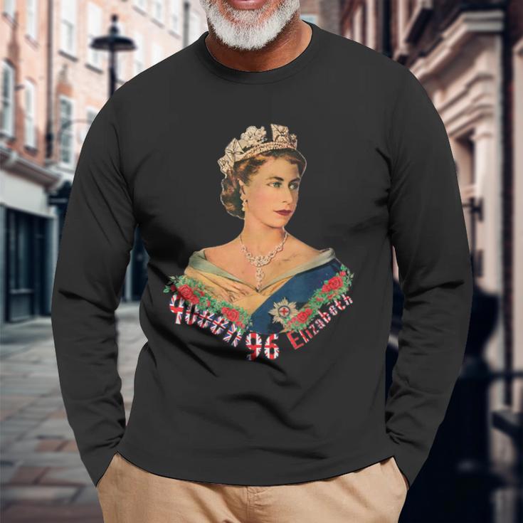 エリザベス女王2世 イギリスの王冠 マジェスティ エリザベス女王 長袖Tシャツ 高齢者への贈り物