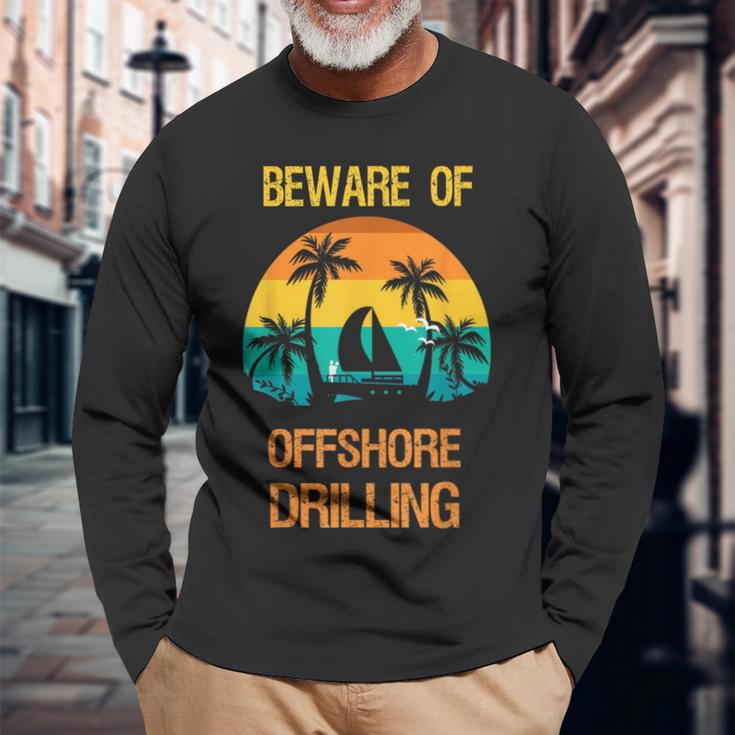オフショア掘削に気をつけて面白い言葉 長袖Tシャツ 高齢者への贈り物