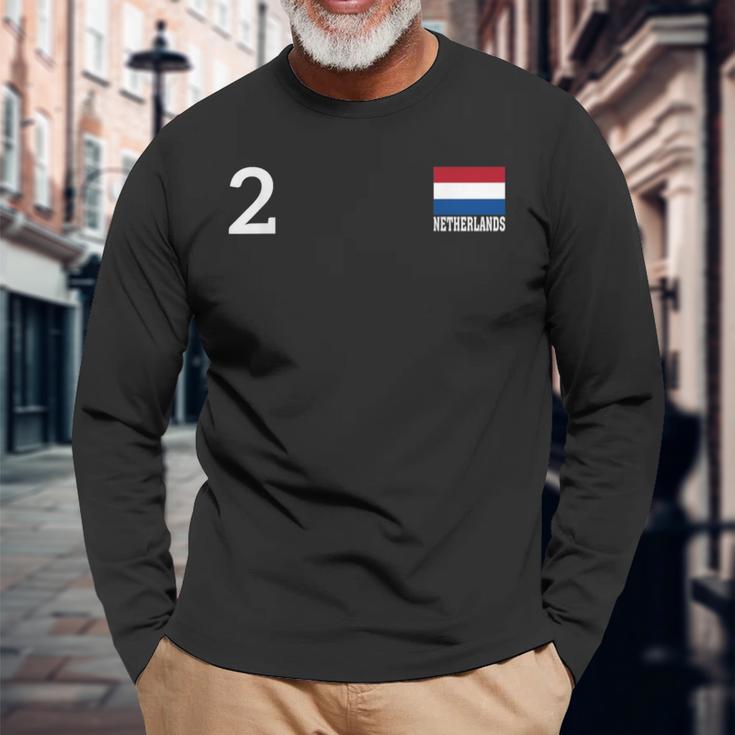 オランダ 2号 国旗 国 遺産 長袖Tシャツ 高齢者への贈り物