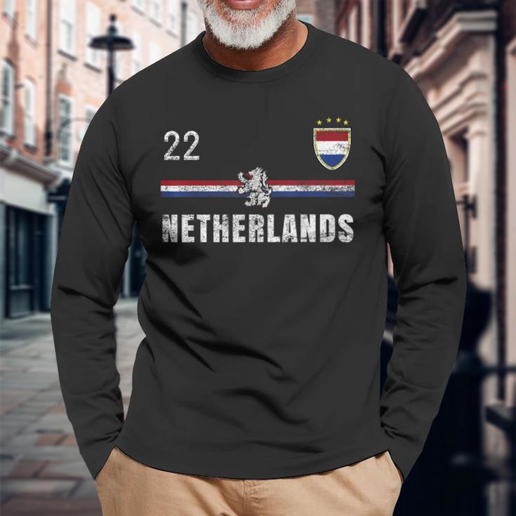 オランダ サッカーファン ジャージ オランダ国旗 フットボール愛好家 長袖Tシャツ 高齢者への贈り物