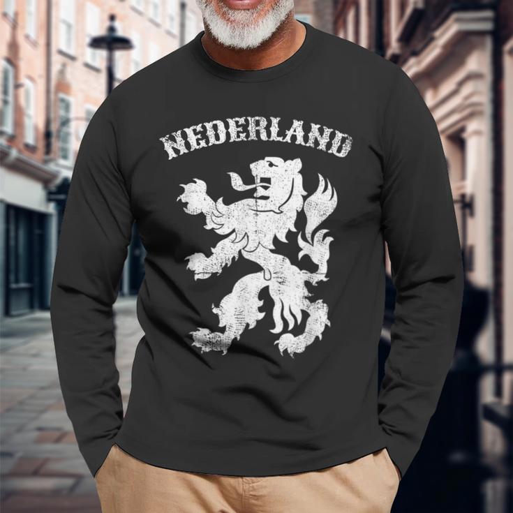 オランダ レトロ オランダ ライオン クラウン オランダ プライド 長袖Tシャツ 高齢者への贈り物