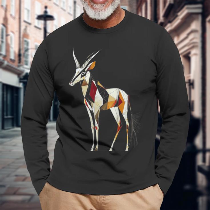 オリックス 動物 モチーフ イラスト オリックス 長袖Tシャツ 高齢者への贈り物