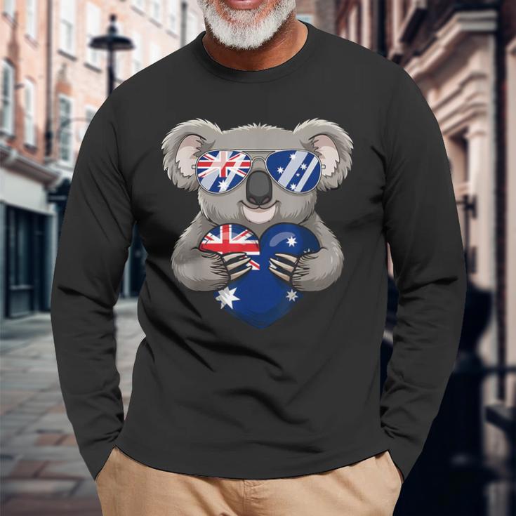 オーストラリア国旗 オーストラリアコアラ 長袖Tシャツ 高齢者への贈り物