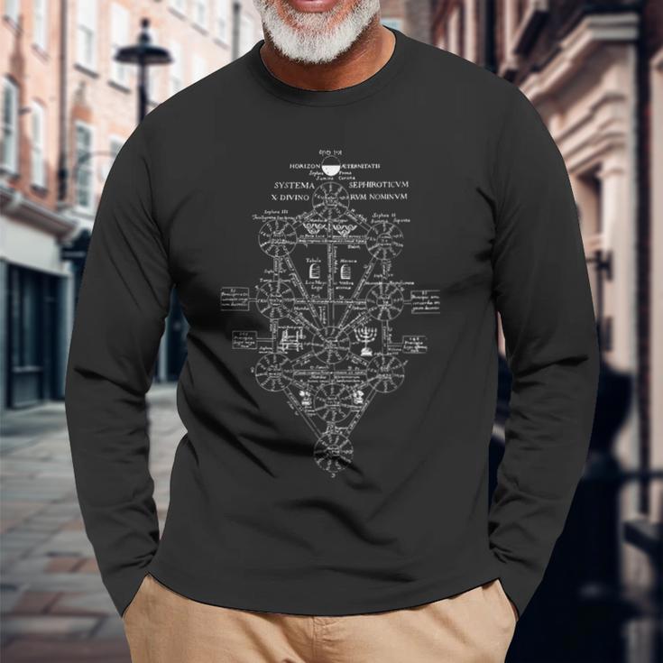 カバラ カバラ ライフツリー セフィロ ヴィンテージ 長袖Tシャツ 高齢者への贈り物