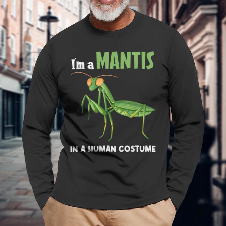 カマキリ 虫 祈るカマキリ 長袖Tシャツ 高齢者への贈り物