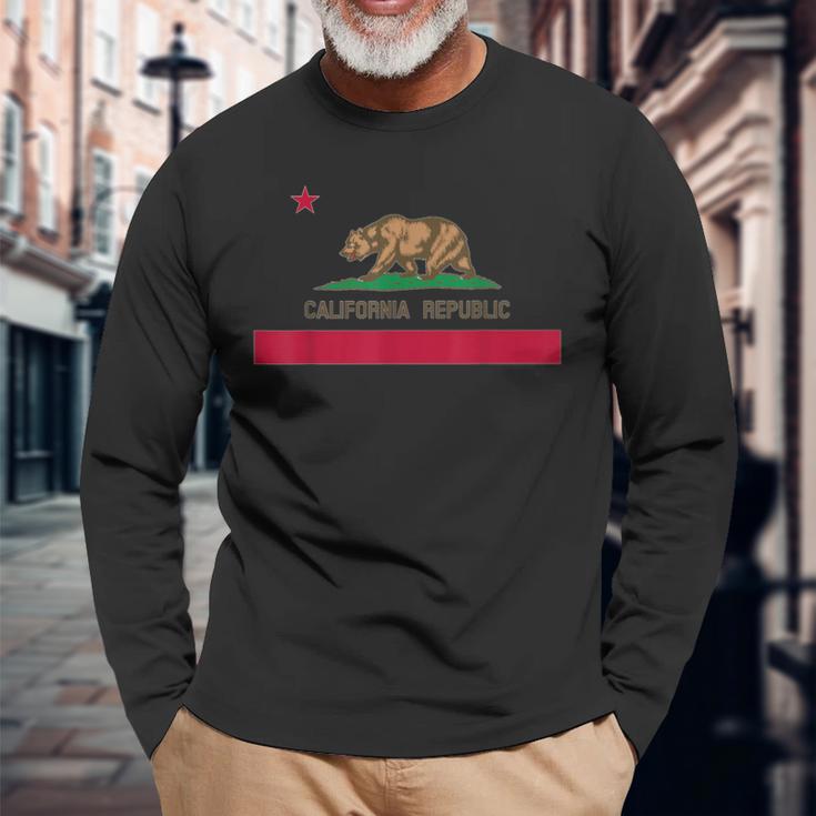 カリフォルニア州 'Bear Republic' 州旗 長袖Tシャツ 高齢者への贈り物