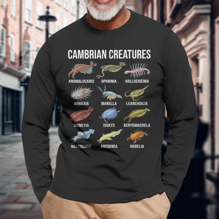 カンブリア紀の生き物 古生物学 化石 海洋生物 長袖Tシャツ 高齢者への贈り物