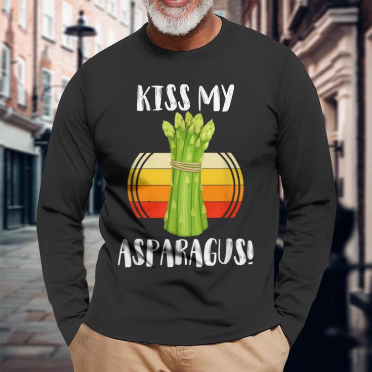 キスマイアスパラガス 野菜ミーム 農家 オーガニック ガーデニング 長袖Tシャツ 高齢者への贈り物