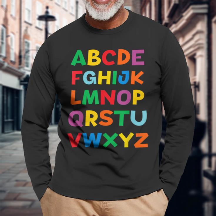 キッズ Abcs シャツ アルファベット カラフル 文字 読書 キッズ 長袖Tシャツ 高齢者への贈り物