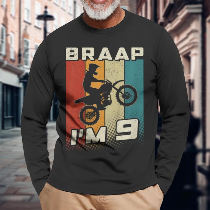 キッズ Braap I'm 9 ダートバイク 誕生日 9 Mx 9歳の誕生日 モトクロス 長袖Tシャツ 高齢者への贈り物