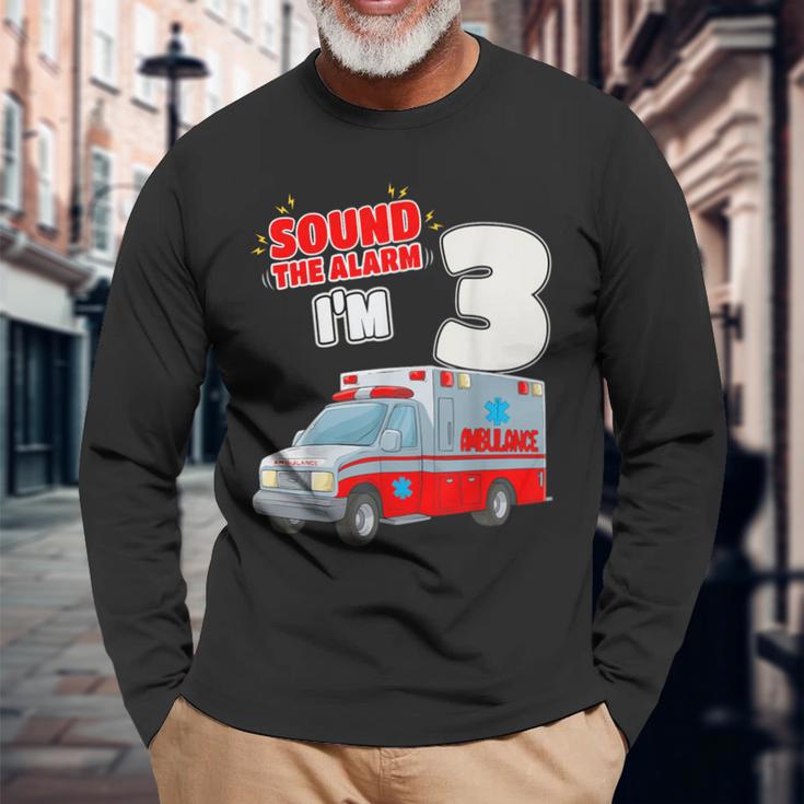 キッズ Ems 車 3歳の誕生日シャツ 3歳 救急車 長袖Tシャツ 高齢者への贈り物