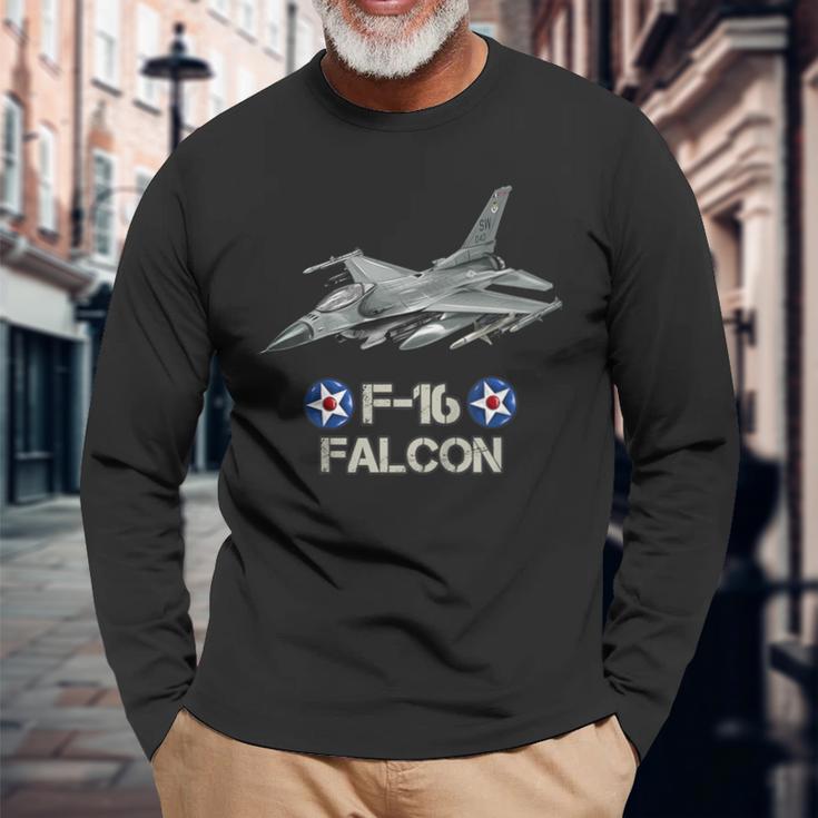 キッズ アメリカ空軍の航空機戦闘機f16ファルコン 長袖Tシャツ 高齢者への贈り物