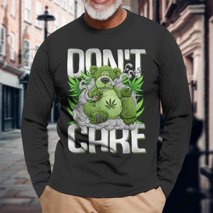 クマのスモーキングウィードマリファナtシャツ 面白いウィードベアtシャツ 長袖Tシャツ 高齢者への贈り物